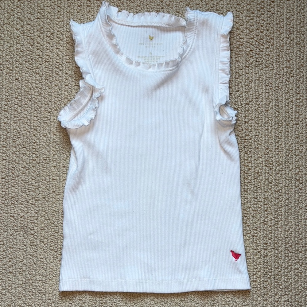 Pink Chicken White Ruffled Tank Top Shirt size 8